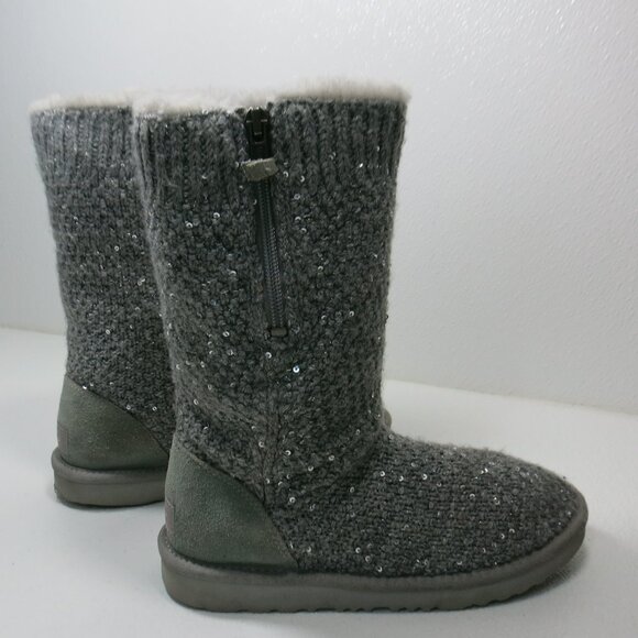 UGG 1104669K Australia Sequin Knit Insulated Winter Boots Big Kids Shoes sz 4 - Picture 4 of 6
